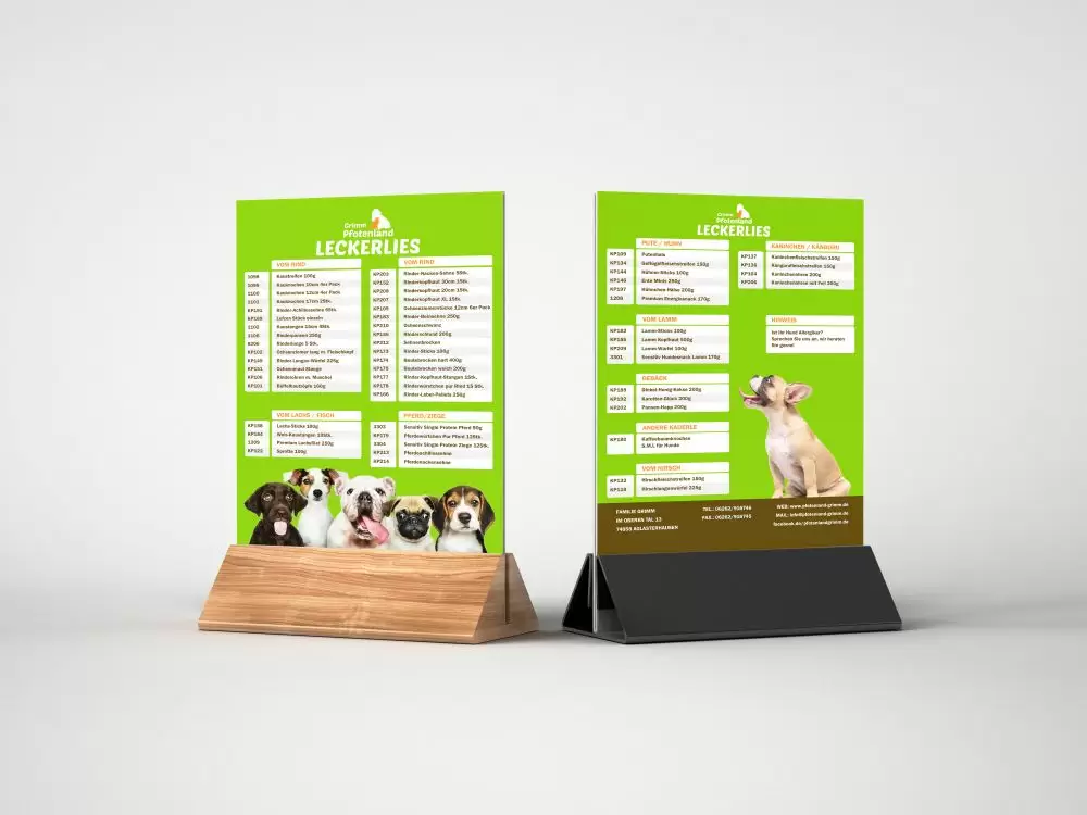Übersichtsflyer Marketing Pfotenland Grimm