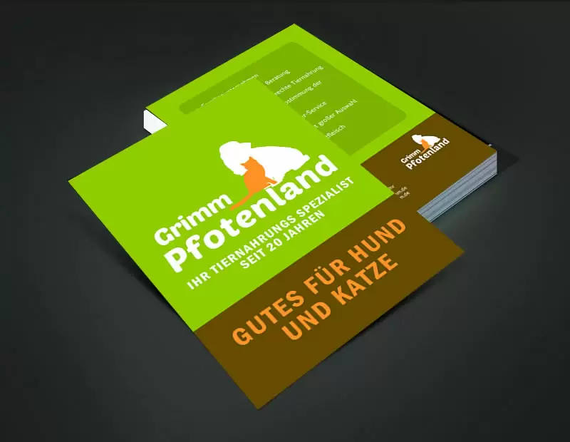Flyer Werbung Pfotenland Grimm