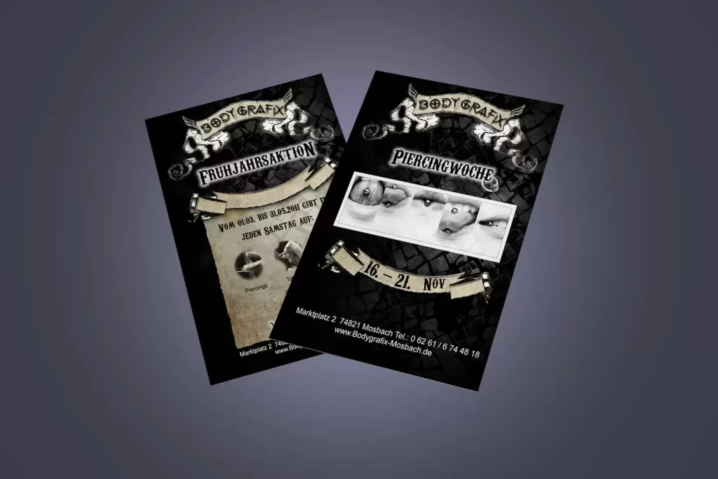 Piercing Tattoo Werbung Flyer
